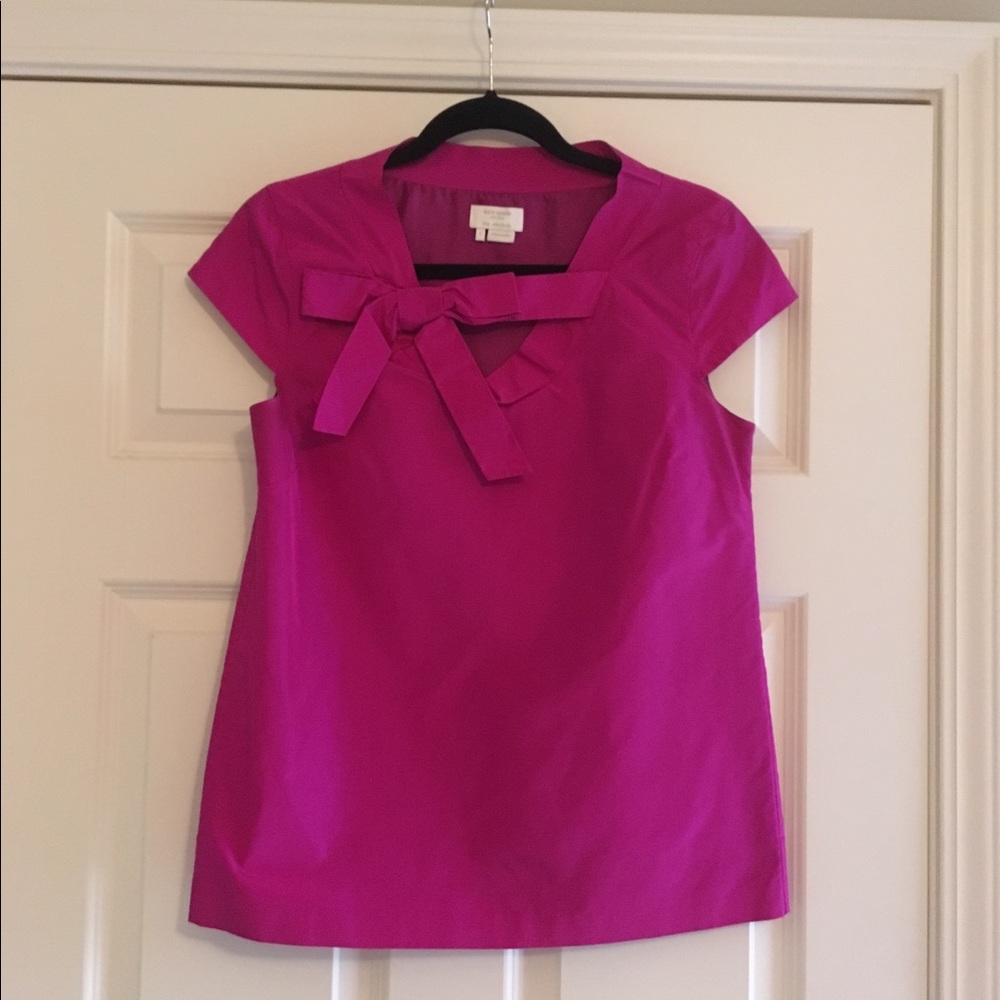 Kate Spade Silk Magenta Bow Blouse